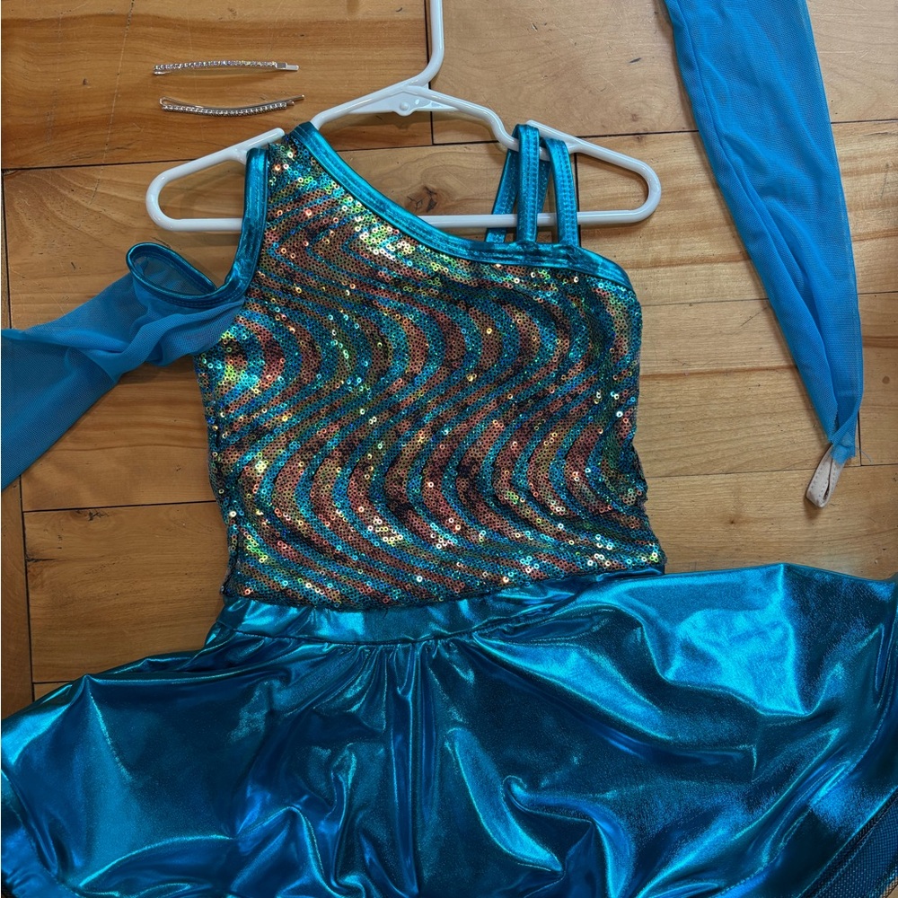 A Wish Come True Blue Asymmetrical Dance Costume Sequined Bodice